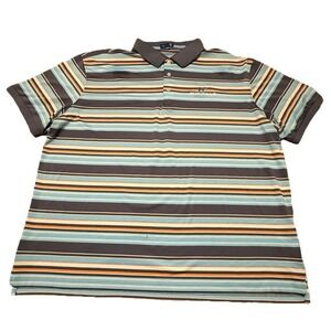 Stitch Polo Shirt Mens 2XL Blue Stripe Golf Golden Bear Club XXL Stretch